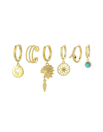 <br data-mce-fragment="1">Øreringe sæt bestående af 6 øreringe i forskelligt design.