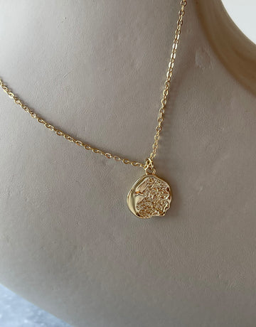 Aurora halskæde i guld.   Guld halskæde med vedhæng i et unikt design.  Materiale: S925 sterling sølv, guldbelagt Størrelse: 45 cm - kæden er justerbar