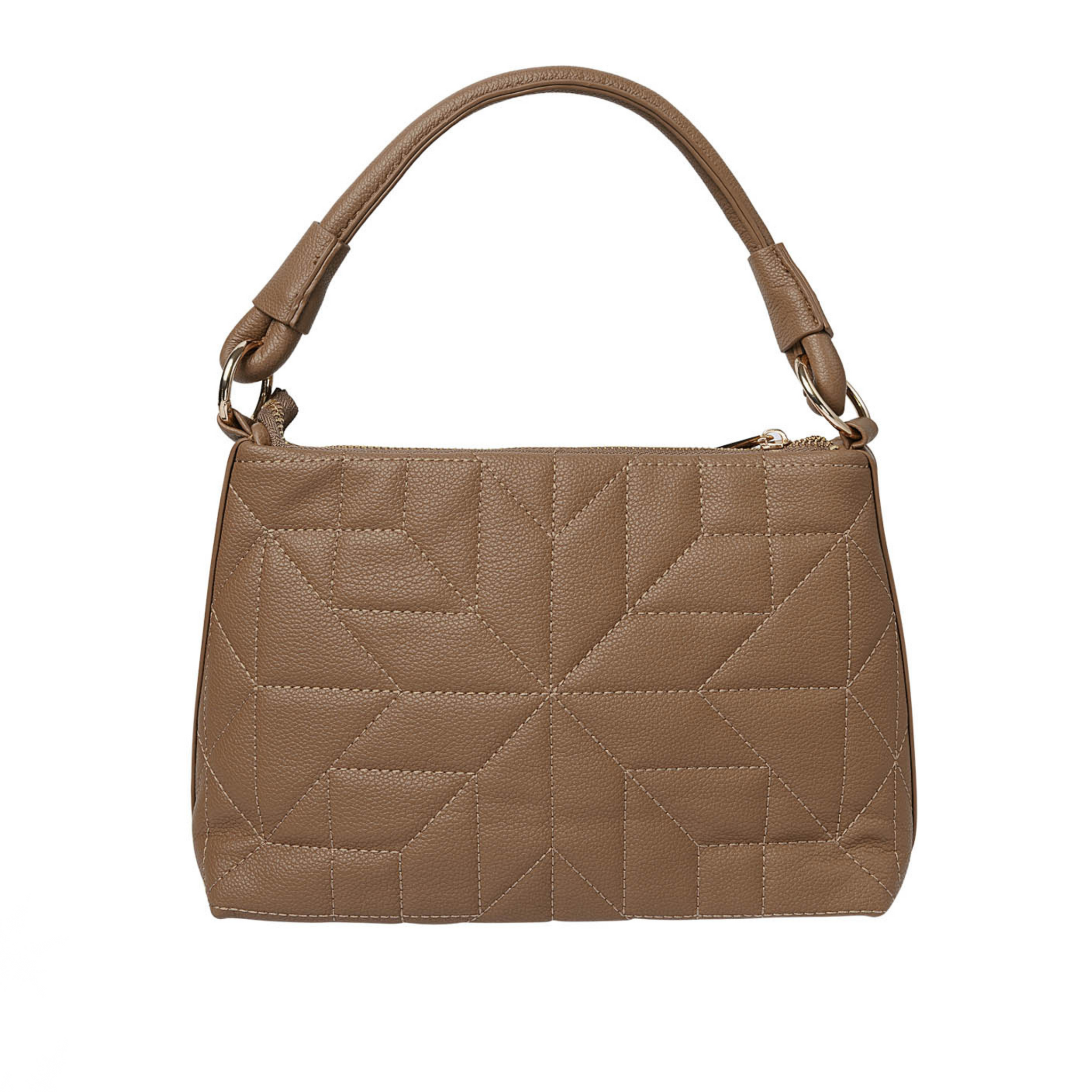 Smuk håndtaske i den flotteste brune farve!  Håndtasken har guld spænder og lås, for et ekstra unikt touch.  Tasken måler 6 x 18 x 28 centimeter.