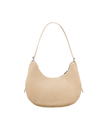Smuk håndtaske i den flotteste beige farve!  Materiale: 90% polyester, 5% PU, 5% metal Vægt: 250g Mål: 26cm x 21cm x 10cm