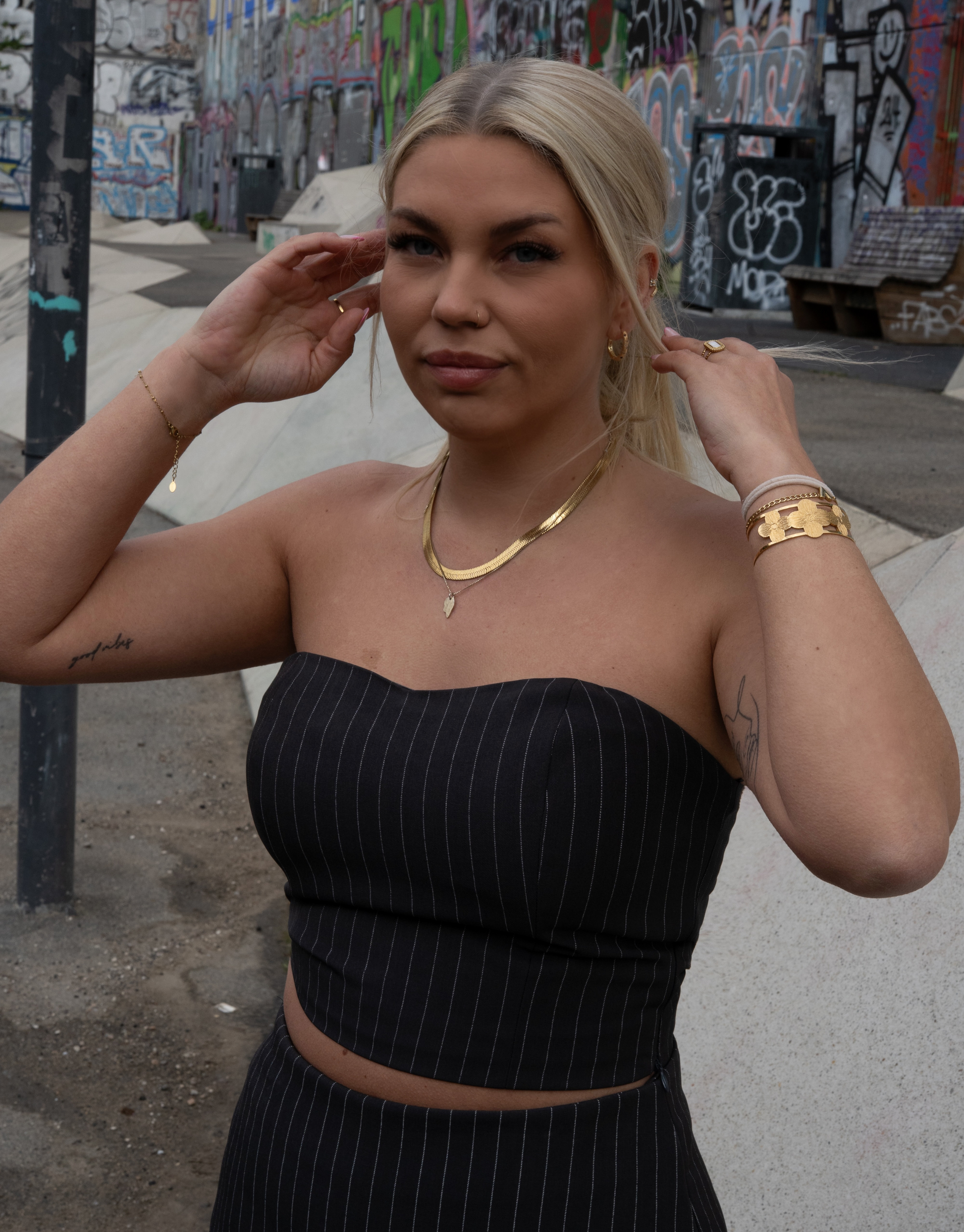 Skøn tube top med striber. 