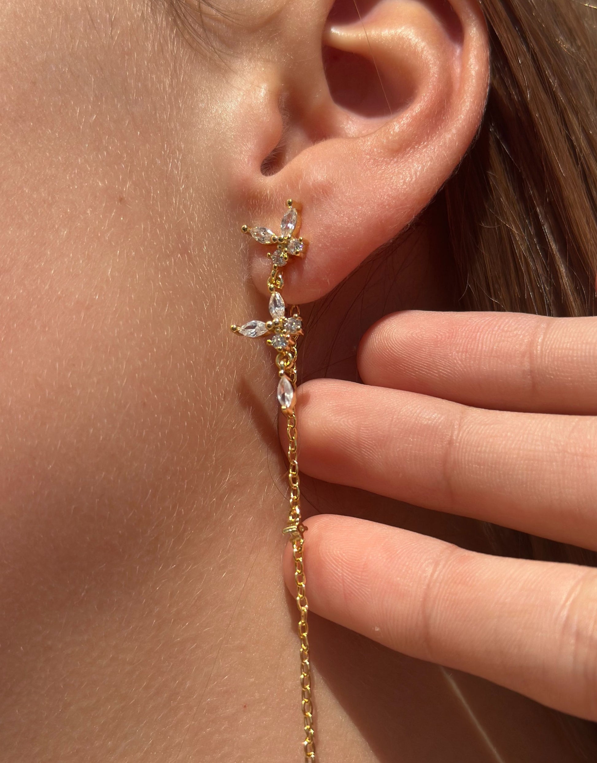 Trendy øreringe i langt design fyldt med zircon sten <3