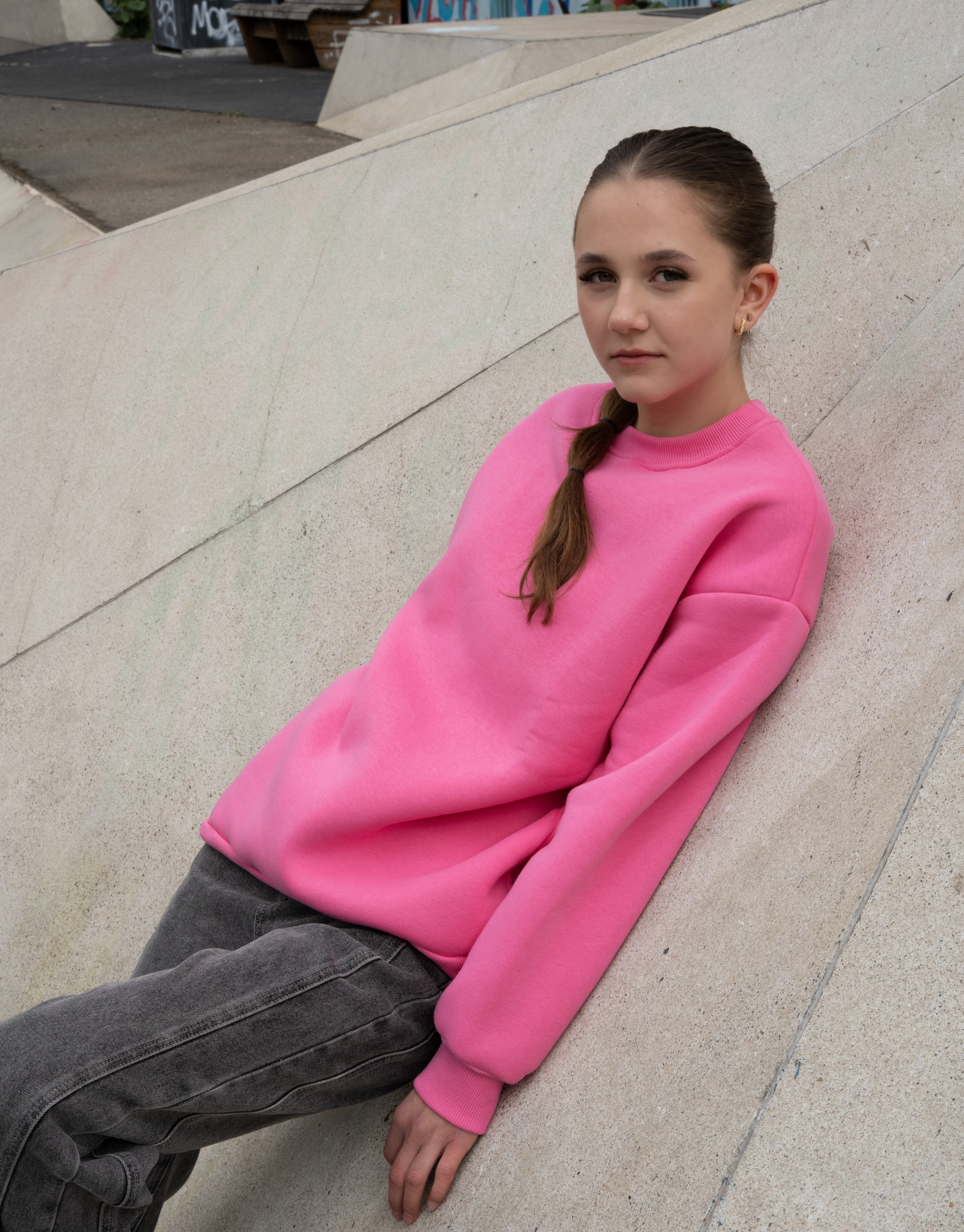 Skøn sweatshirt i pink i oversized fit.